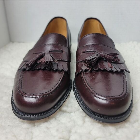 Massimo Emporio Tassel Loafers Mens 10.5 Burgundy Leather Made in Spain Unworn main image 5